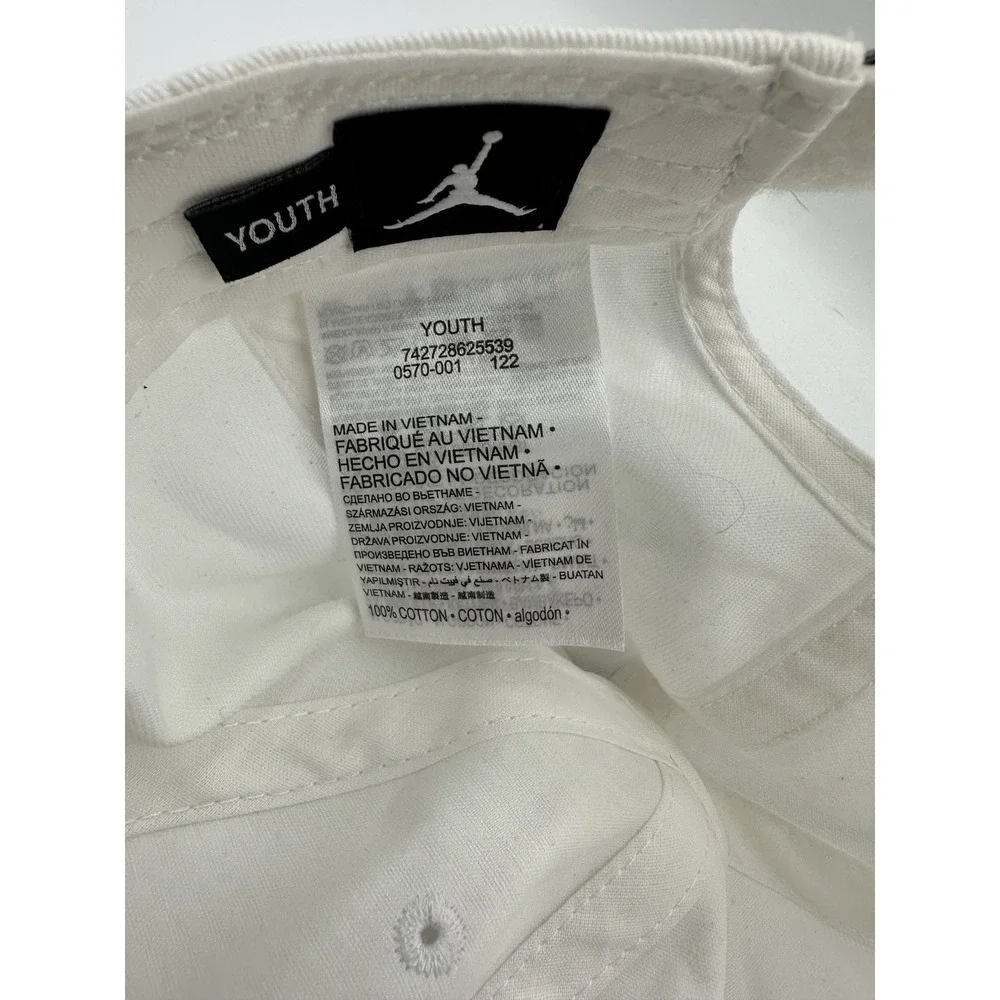 Nike Air Jordan Hat Youth Jumpman Strapback Adjustable Cap White Big Logo